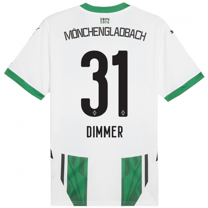 Kandiny Hombre Camiseta Florian Dimmer #31 Blanco Verde 1ª Equipación 2024/25 La Camisa Chile