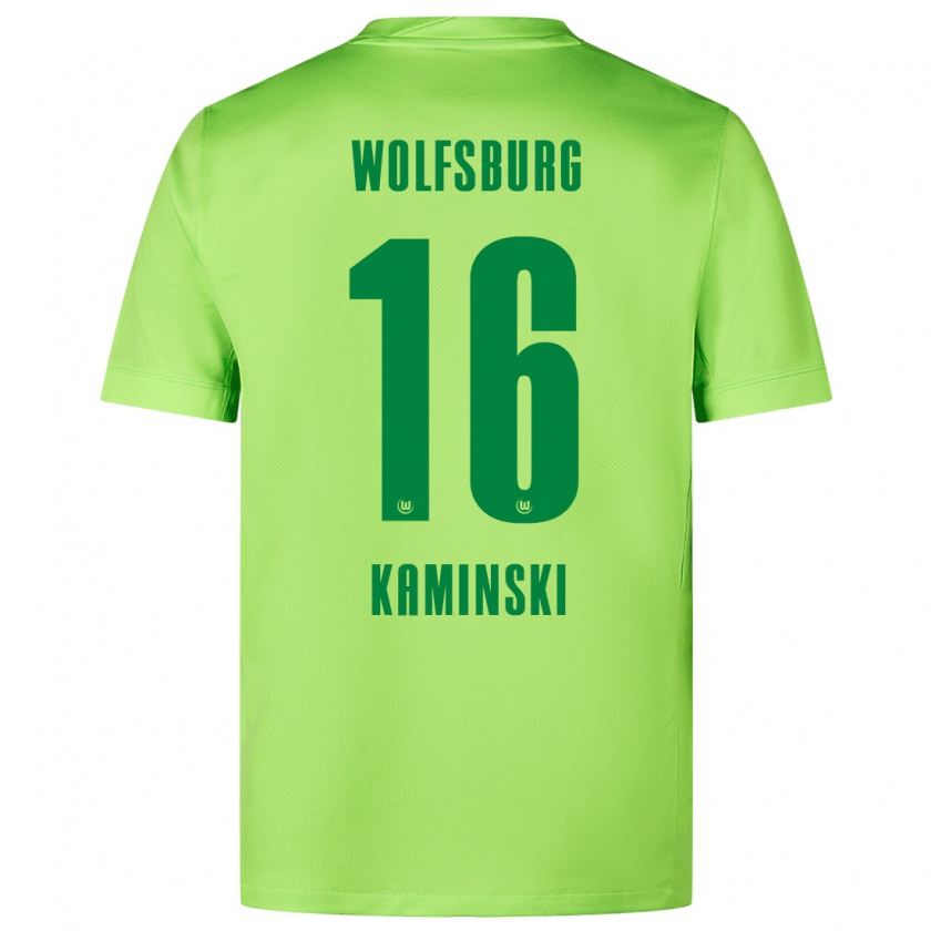 Kandiny Hombre Camiseta Jakub Kaminski #16 Verde Fluorescente 1ª Equipación 2024/25 La Camisa Chile