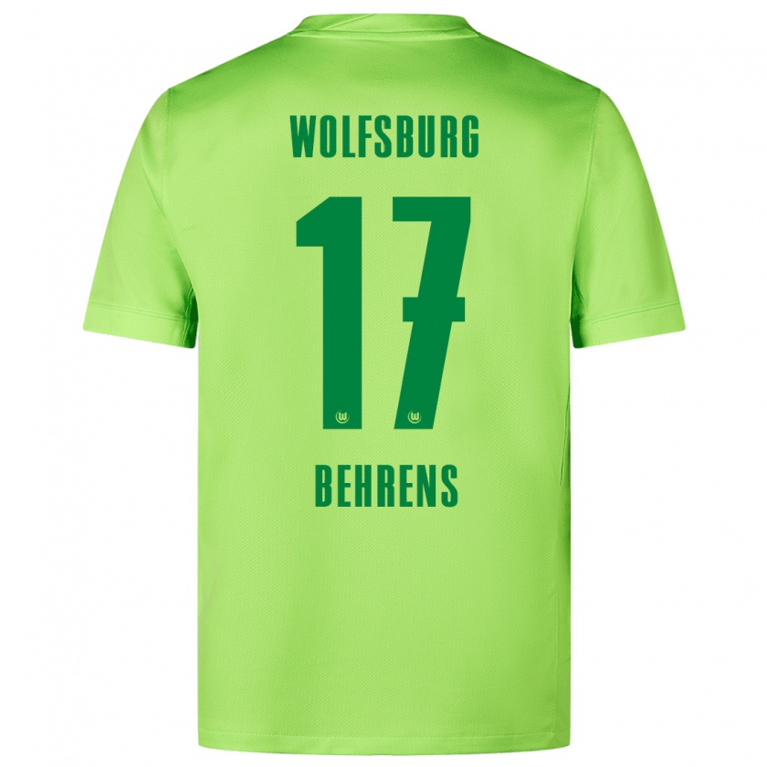 Kandiny Hombre Camiseta Kevin Behrens #17 Verde Fluorescente 1ª Equipación 2024/25 La Camisa Chile