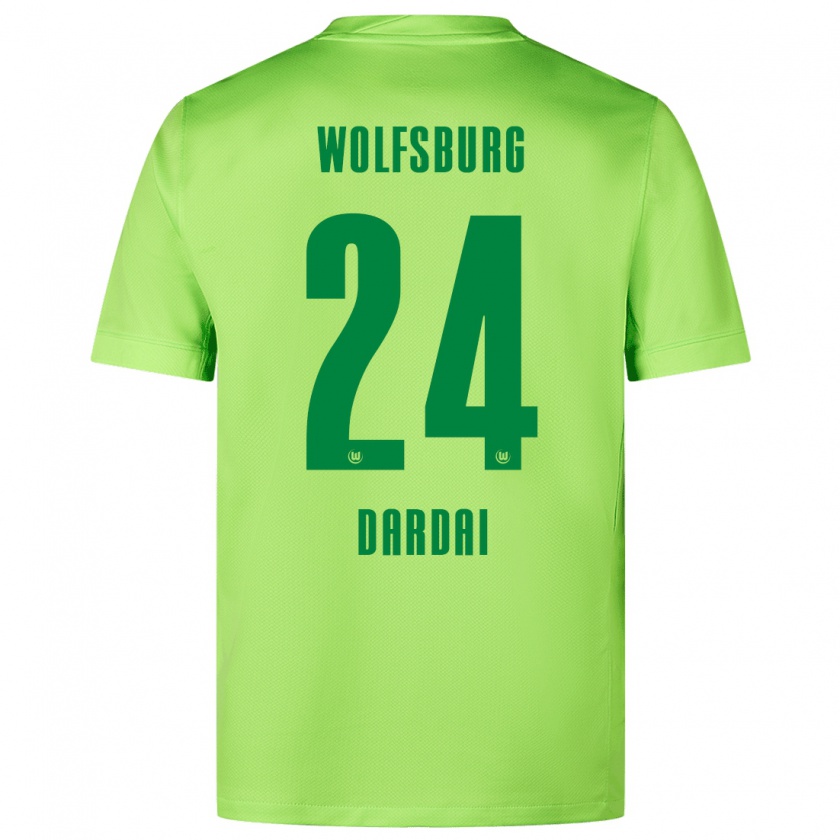 Kandiny Hombre Camiseta Bence Dárdai #24 Verde Fluorescente 1ª Equipación 2024/25 La Camisa Chile