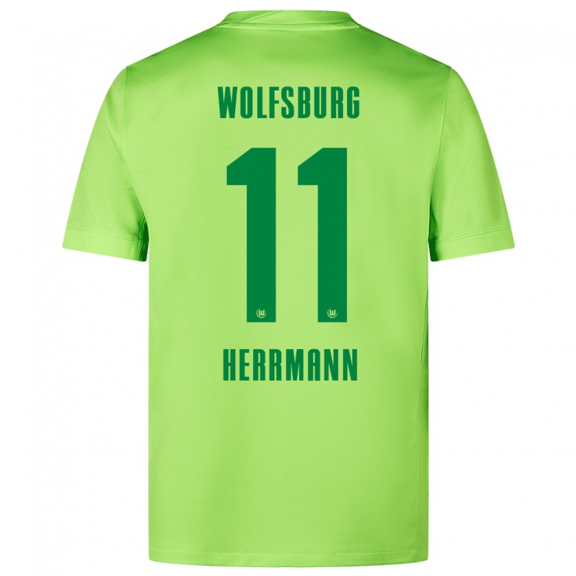 Kandiny Hombre Camiseta Max Herrmann #11 Verde Fluorescente 1ª Equipación 2024/25 La Camisa Chile