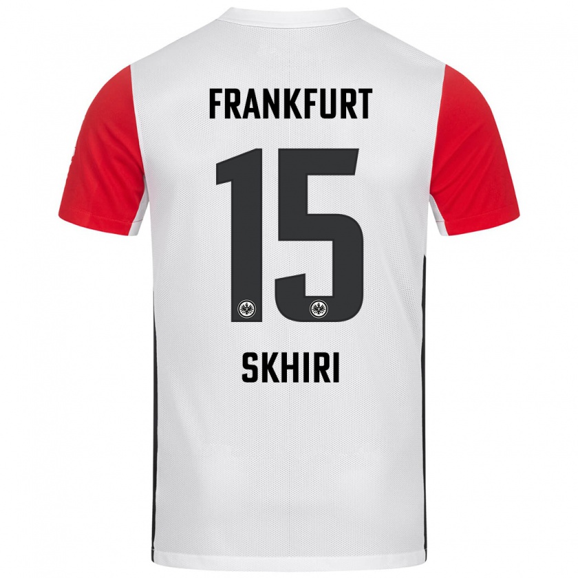 Kandiny Hombre Camiseta Ellyes Skhiri #15 Blanco Rojo 1ª Equipación 2024/25 La Camisa Chile