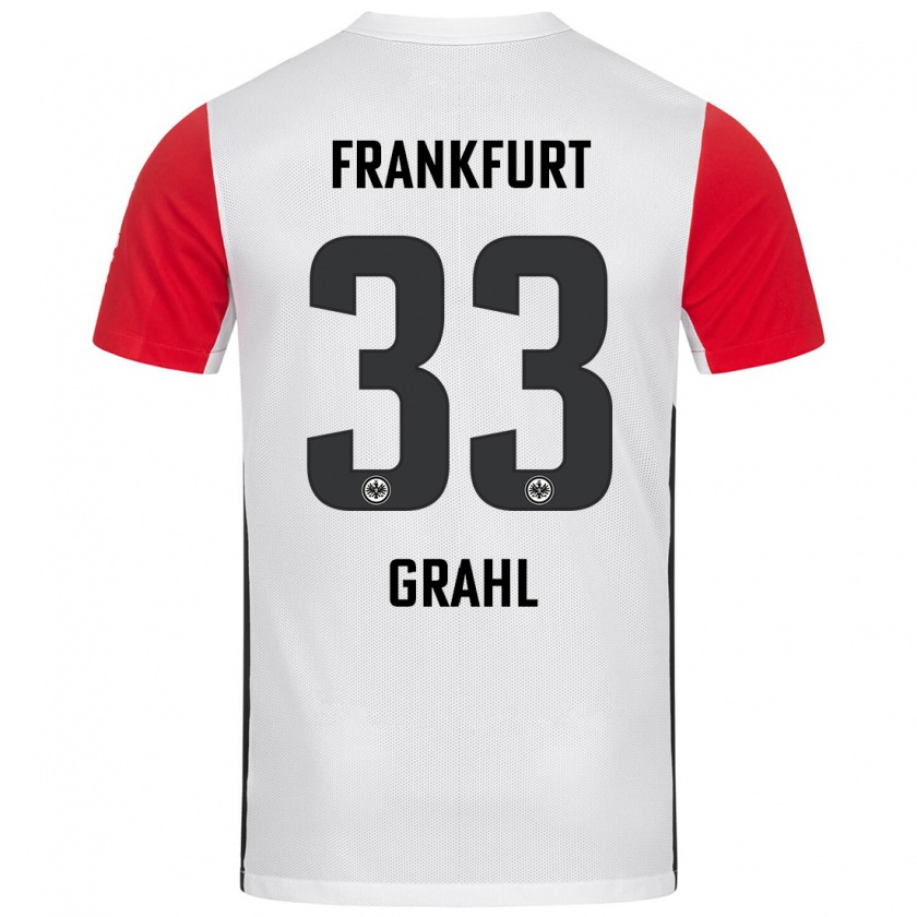 Kandiny Hombre Camiseta Jens Grahl #33 Blanco Rojo 1ª Equipación 2024/25 La Camisa Chile