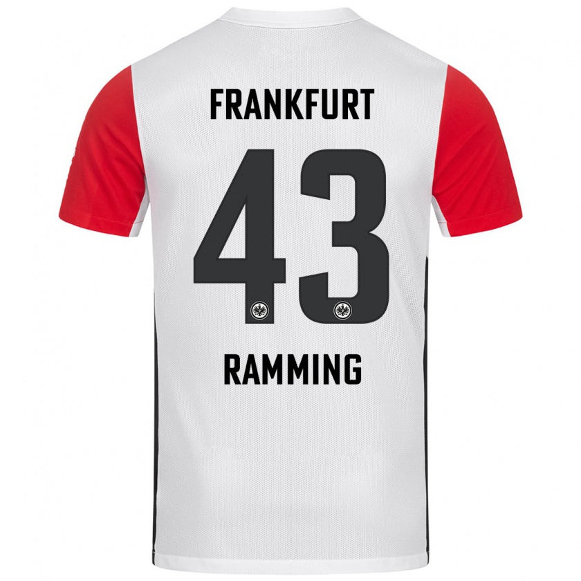 Kandiny Hombre Camiseta Nils Ramming #43 Blanco Rojo 1ª Equipación 2024/25 La Camisa Chile