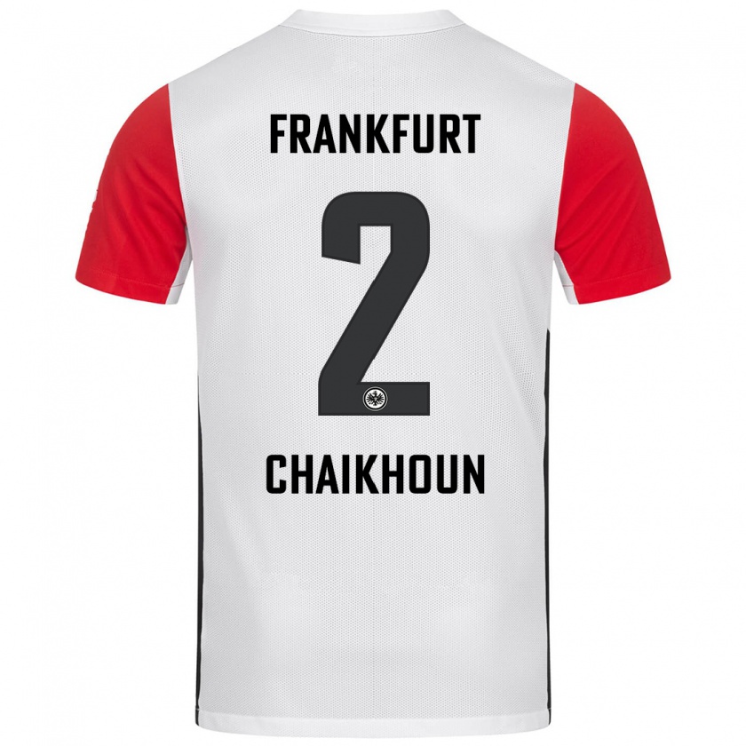 Kandiny Hombre Camiseta Ayoub Chaikhoun #2 Blanco Rojo 1ª Equipación 2024/25 La Camisa Chile