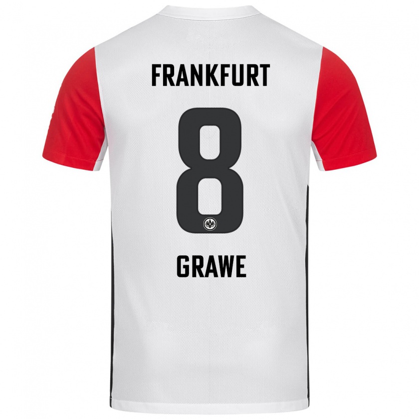 Kandiny Hombre Camiseta Lisanne Gräwe #8 Blanco Rojo 1ª Equipación 2024/25 La Camisa Chile