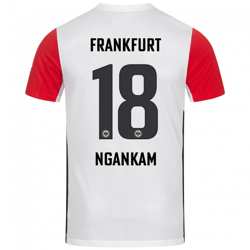 Kandiny Hombre Camiseta Jessic Ngankam #18 Blanco Rojo 1ª Equipación 2024/25 La Camisa Chile