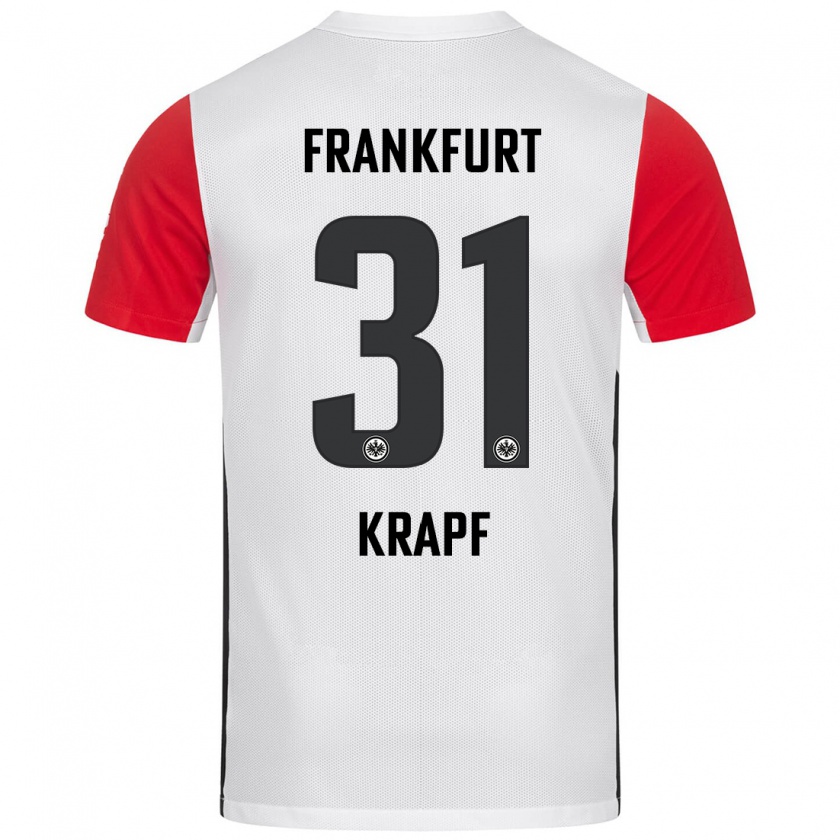 Kandiny Hombre Camiseta Maximilian Krapf #31 Blanco Rojo 1ª Equipación 2024/25 La Camisa Chile