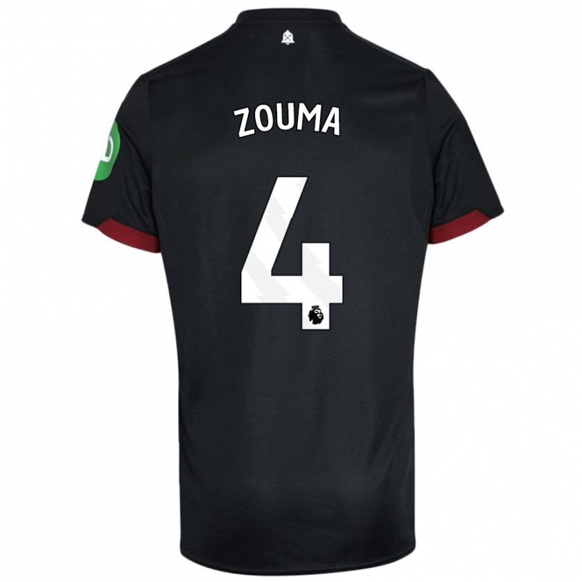 Kandiny Hombre Camiseta Kurt Zouma #4 Negro Blanco 2ª Equipación 2024/25 La Camisa Chile