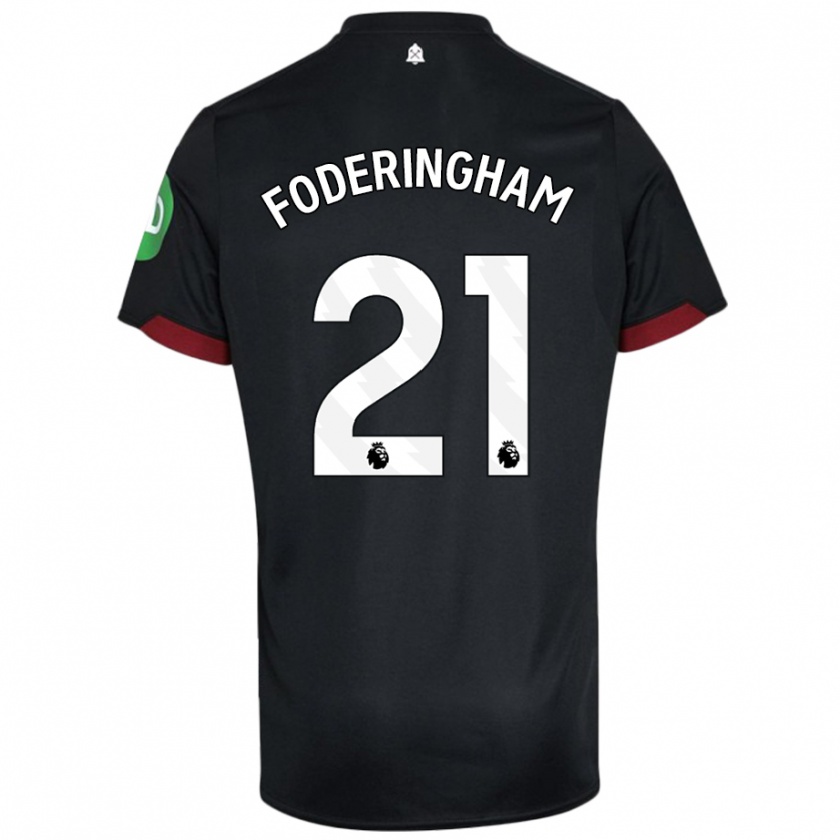 Kandiny Hombre Camiseta Wes Foderingham #21 Negro Blanco 2ª Equipación 2024/25 La Camisa Chile