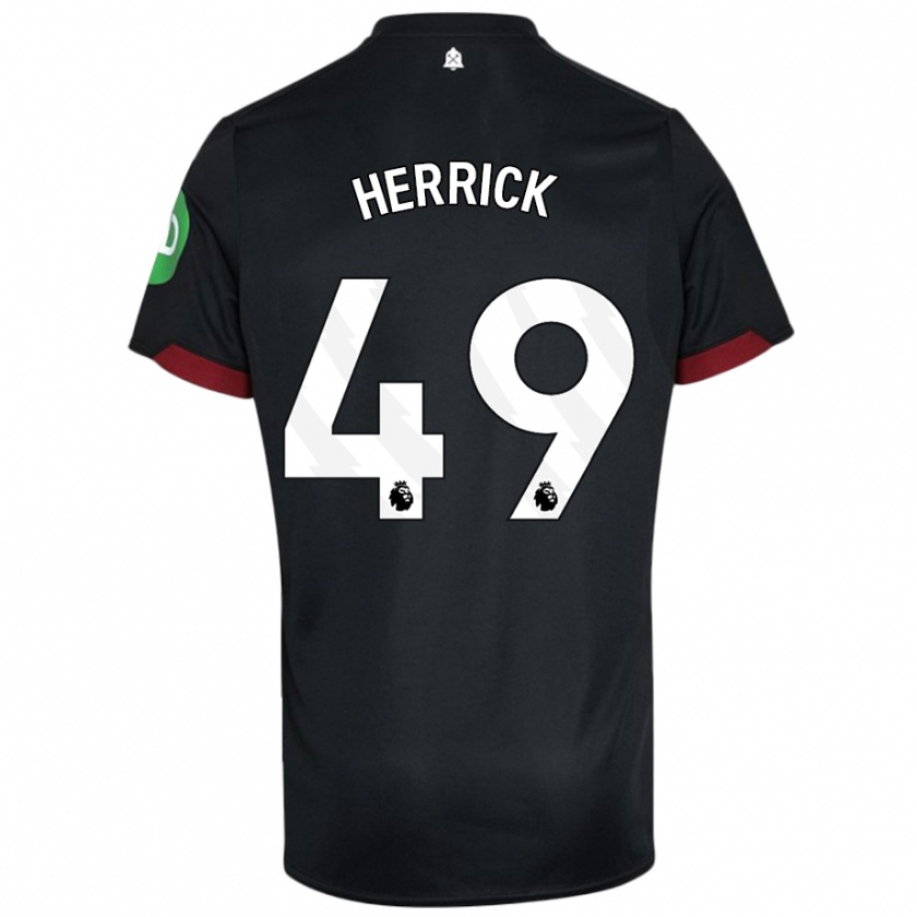 Kandiny Hombre Camiseta Finlay Herrick #49 Negro Blanco 2ª Equipación 2024/25 La Camisa Chile