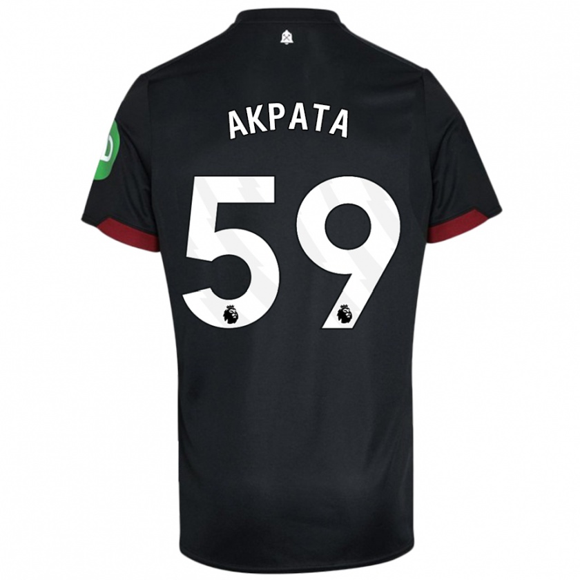 Kandiny Hombre Camiseta Tyron Akpata #59 Negro Blanco 2ª Equipación 2024/25 La Camisa Chile