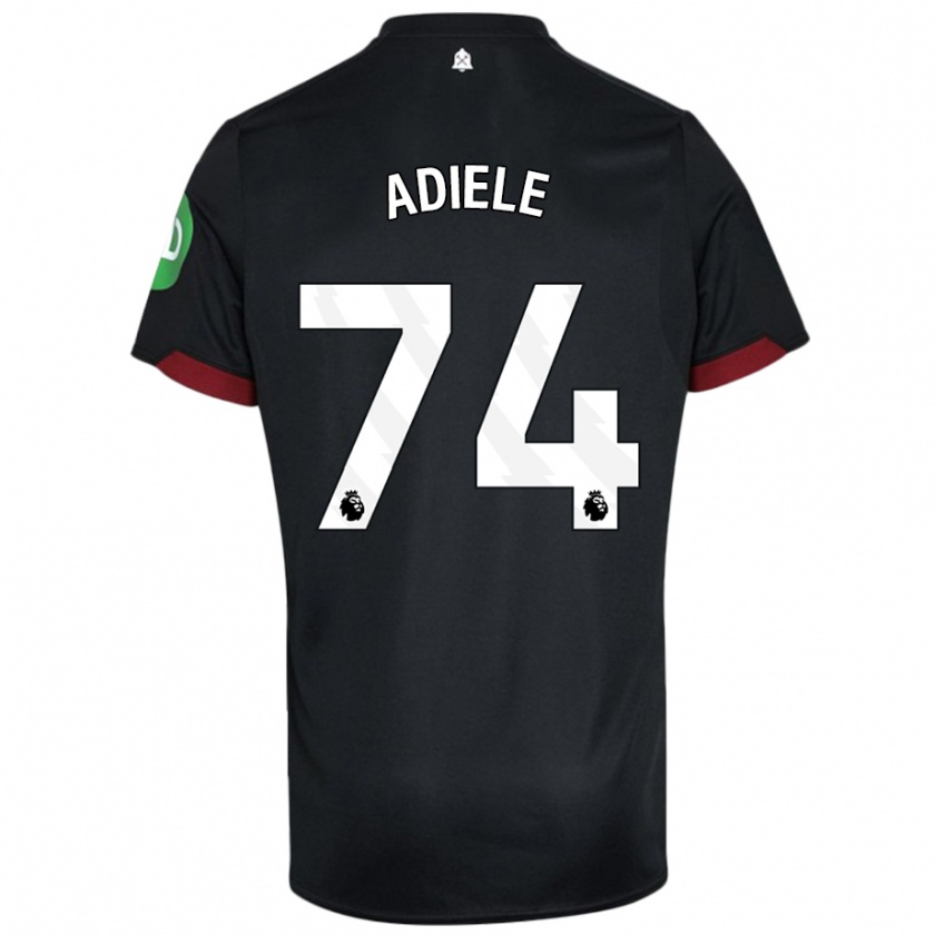 Kandiny Hombre Camiseta Emeka Adiele #74 Negro Blanco 2ª Equipación 2024/25 La Camisa Chile