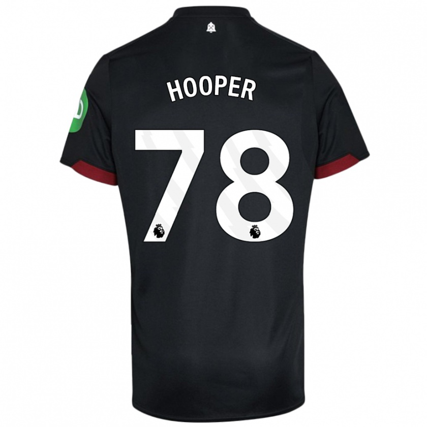 Kandiny Hombre Camiseta Finley Hooper #78 Negro Blanco 2ª Equipación 2024/25 La Camisa Chile