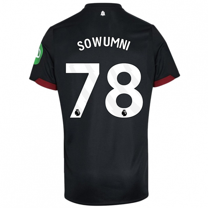 Kandiny Hombre Camiseta Elisha Sowumni #78 Negro Blanco 2ª Equipación 2024/25 La Camisa Chile