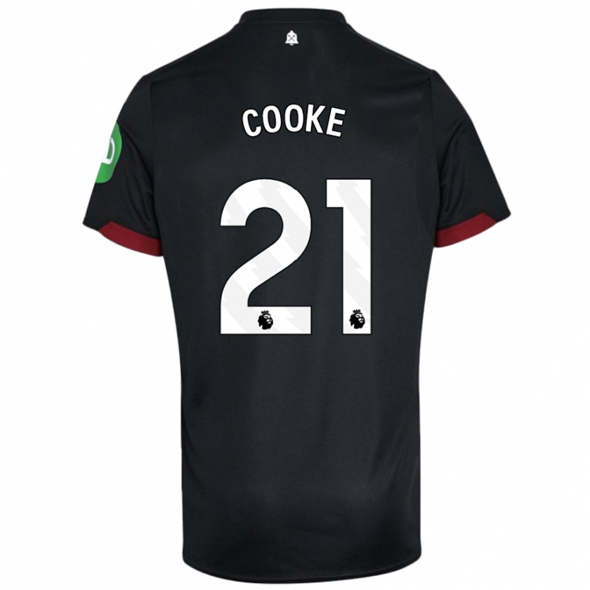 Kandiny Hombre Camiseta Shannon Cooke #21 Negro Blanco 2ª Equipación 2024/25 La Camisa Chile