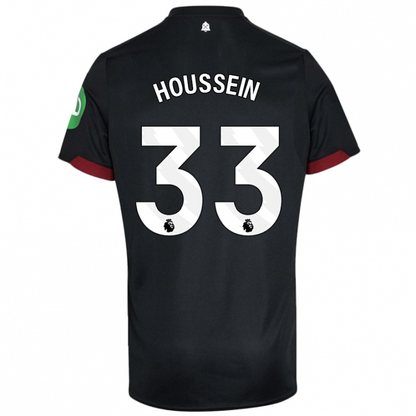 Kandiny Hombre Camiseta Halle Houssein #33 Negro Blanco 2ª Equipación 2024/25 La Camisa Chile