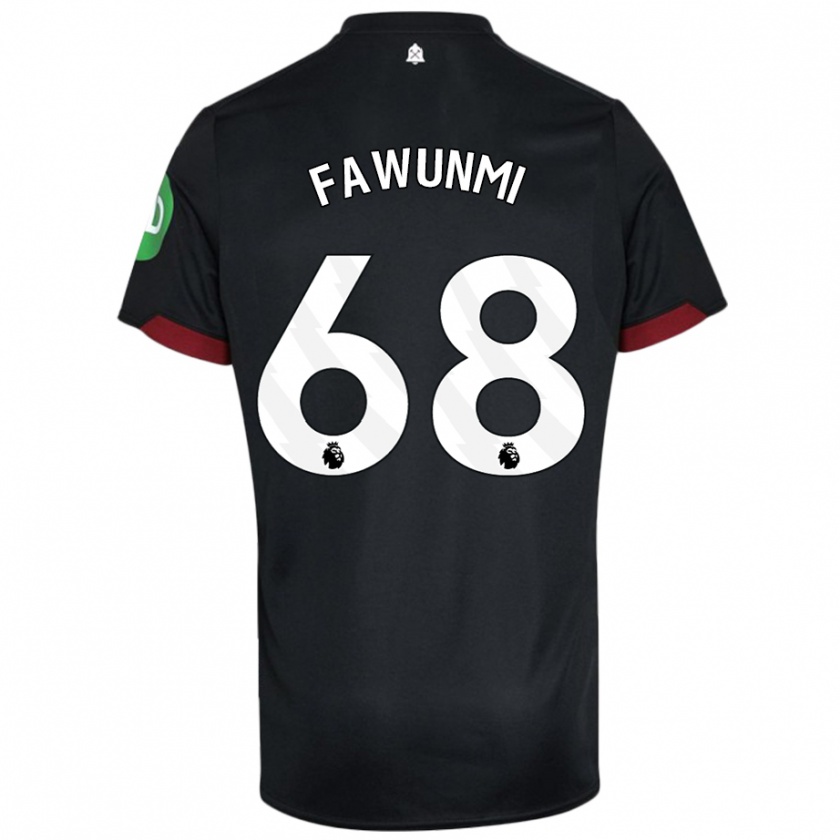 Kandiny Hombre Camiseta Favour Fawunmi #68 Negro Blanco 2ª Equipación 2024/25 La Camisa Chile