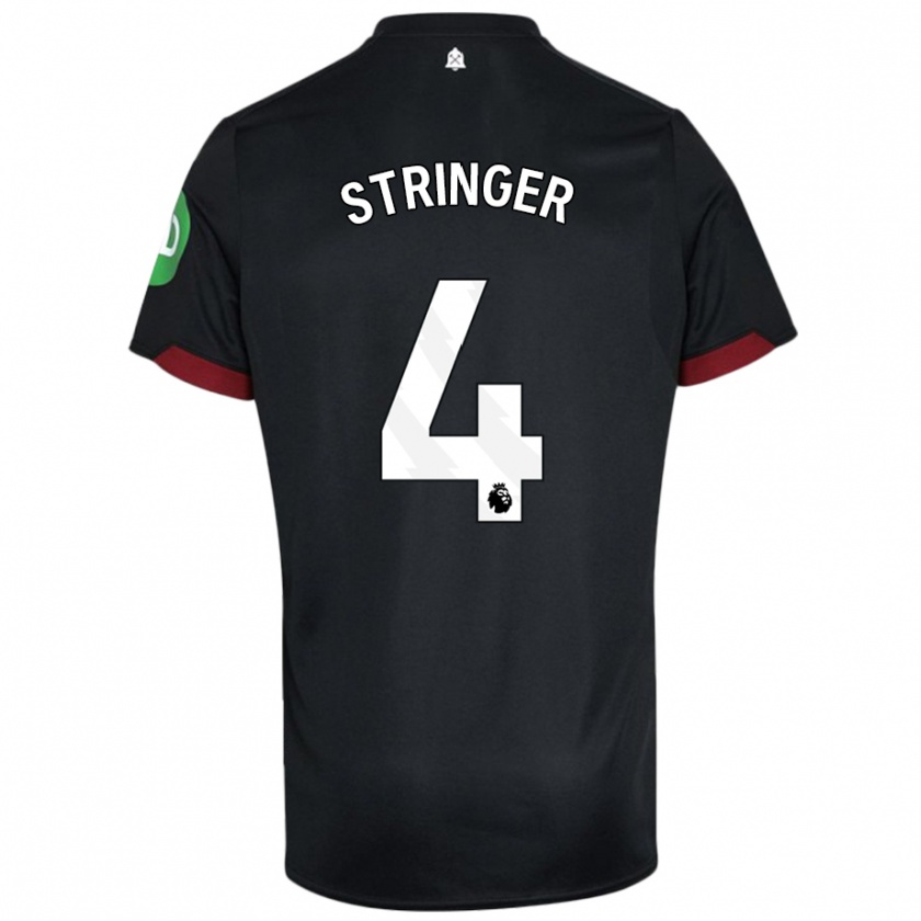 Kandiny Hombre Camiseta Abbey Leigh Stringer #4 Negro Blanco 2ª Equipación 2024/25 La Camisa Chile