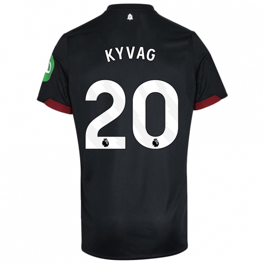 Kandiny Hombre Camiseta Thea Kyvag #20 Negro Blanco 2ª Equipación 2024/25 La Camisa Chile