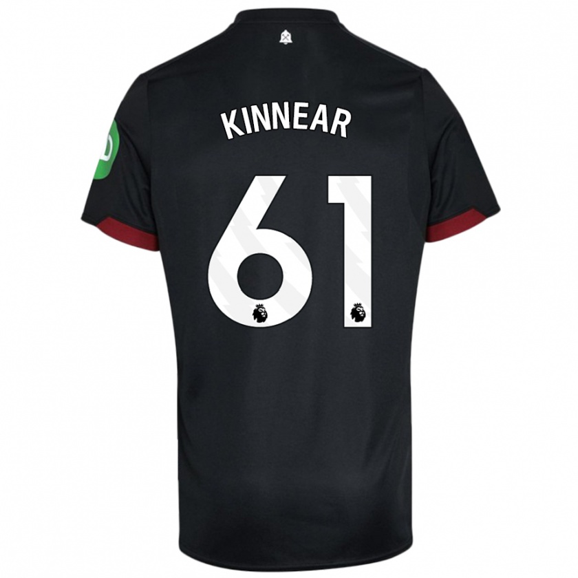 Kandiny Hombre Camiseta Brian Kinnear #61 Negro Blanco 2ª Equipación 2024/25 La Camisa Chile