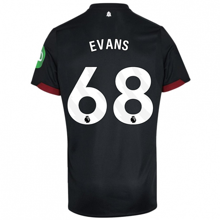 Kandiny Hombre Camiseta Isaac Evans #68 Negro Blanco 2ª Equipación 2024/25 La Camisa Chile