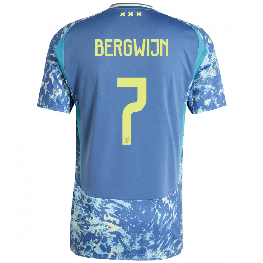 Kandiny Hombre Camiseta Steven Bergwijn #7 Gris Azul Amarillo 2ª Equipación 2024/25 La Camisa Chile