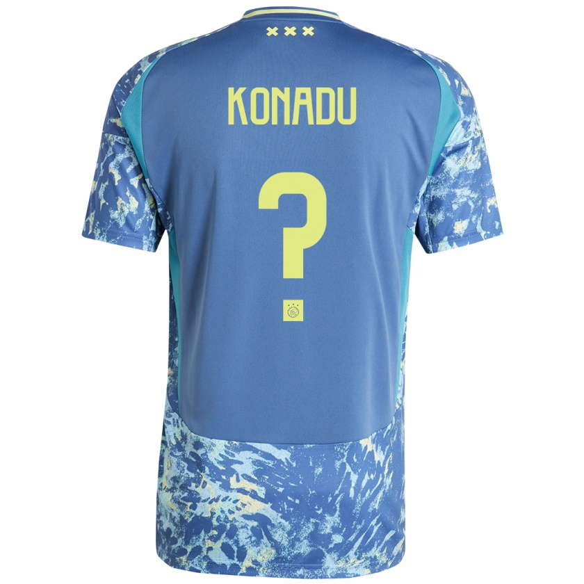 Kandiny Hombre Camiseta Don-Angelo Konadu #0 Gris Azul Amarillo 2ª Equipación 2024/25 La Camisa Chile