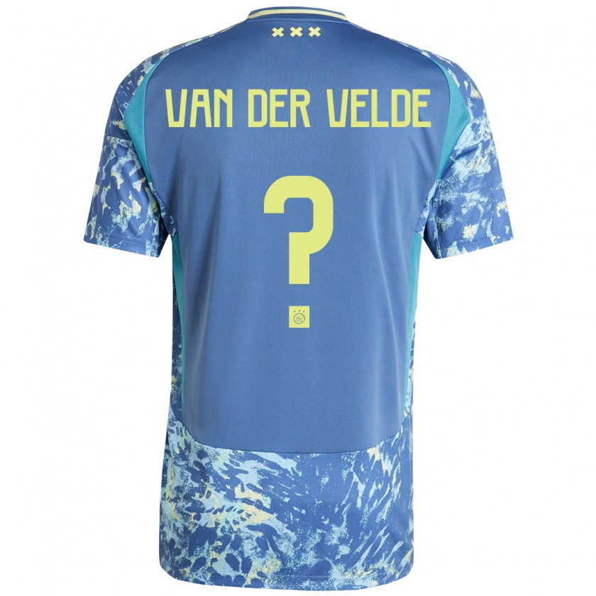 Kandiny Hombre Camiseta Valentijn Van Der Velde #0 Gris Azul Amarillo 2ª Equipación 2024/25 La Camisa Chile