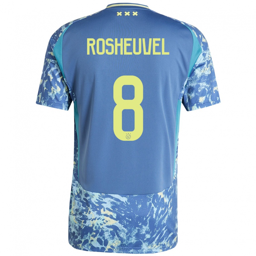 Kandiny Hombre Camiseta Darren Rosheuvel #8 Gris Azul Amarillo 2ª Equipación 2024/25 La Camisa Chile