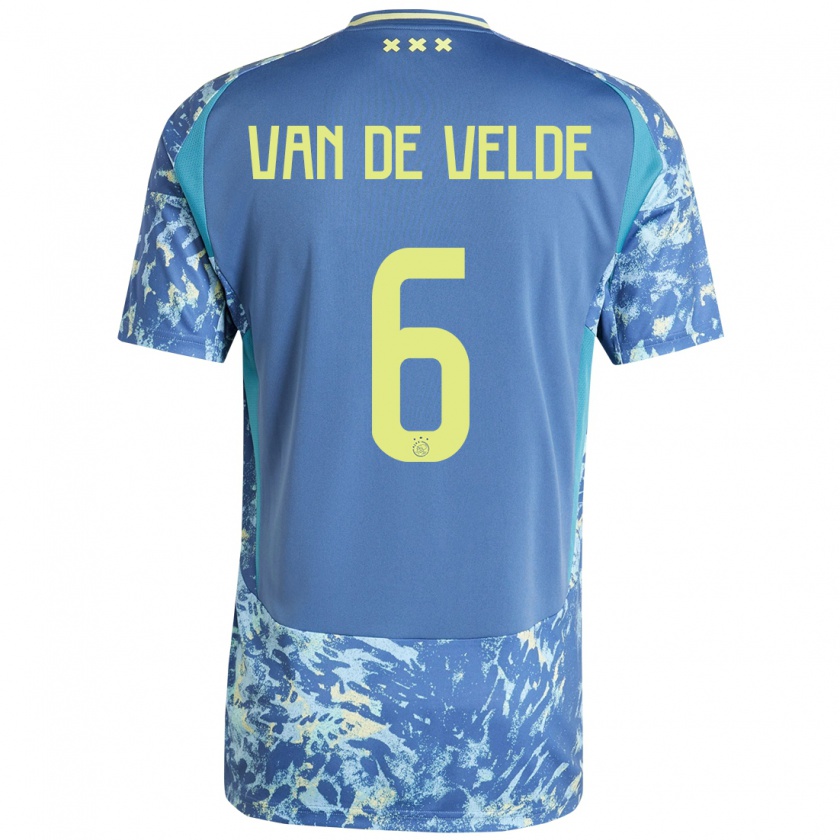 Kandiny Hombre Camiseta Jonna Van De Velde #6 Gris Azul Amarillo 2ª Equipación 2024/25 La Camisa Chile