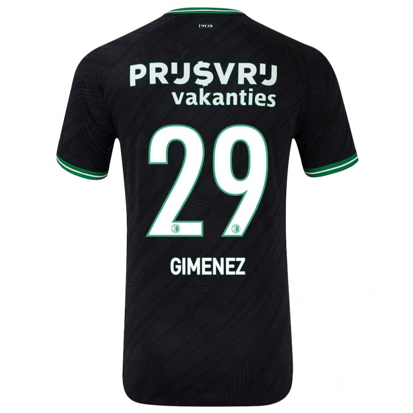 Kandiny Hombre Camiseta Santiago Gimenez #29 Negro Verde 2ª Equipación 2024/25 La Camisa Chile