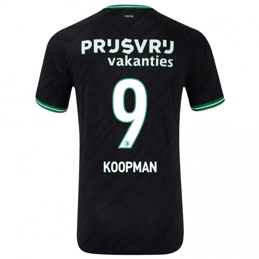 Kandiny Hombre Camiseta Sanne Koopman #9 Negro Verde 2ª Equipación 2024/25 La Camisa Chile