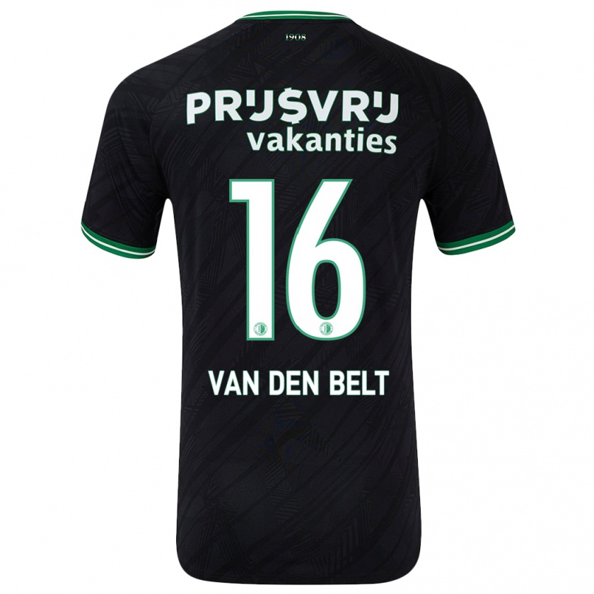 Kandiny Hombre Camiseta Thomas Van Den Belt #16 Negro Verde 2ª Equipación 2024/25 La Camisa Chile