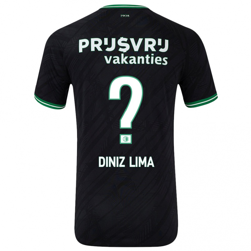 Kandiny Hombre Camiseta Lucas Diniz Lima #0 Negro Verde 2ª Equipación 2024/25 La Camisa Chile