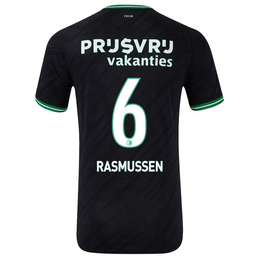 Kandiny Hombre Camiseta Jacob Rasmussen #6 Negro Verde 2ª Equipación 2024/25 La Camisa Chile