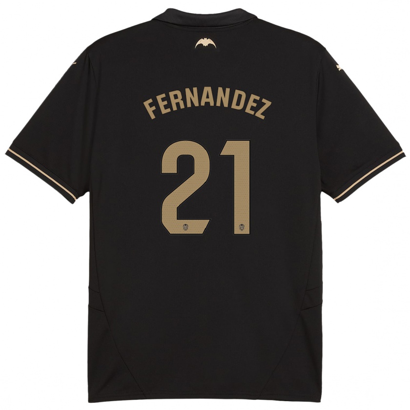 Kandiny Hombre Camiseta Estela Fernández #21 Negro 2ª Equipación 2024/25 La Camisa Chile