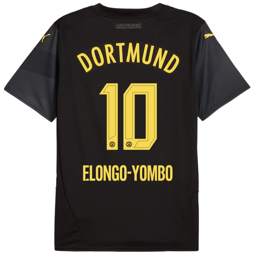 Kandiny Hombre Camiseta Rodney Elongo-Yombo #10 Negro Amarillo 2ª Equipación 2024/25 La Camisa Chile