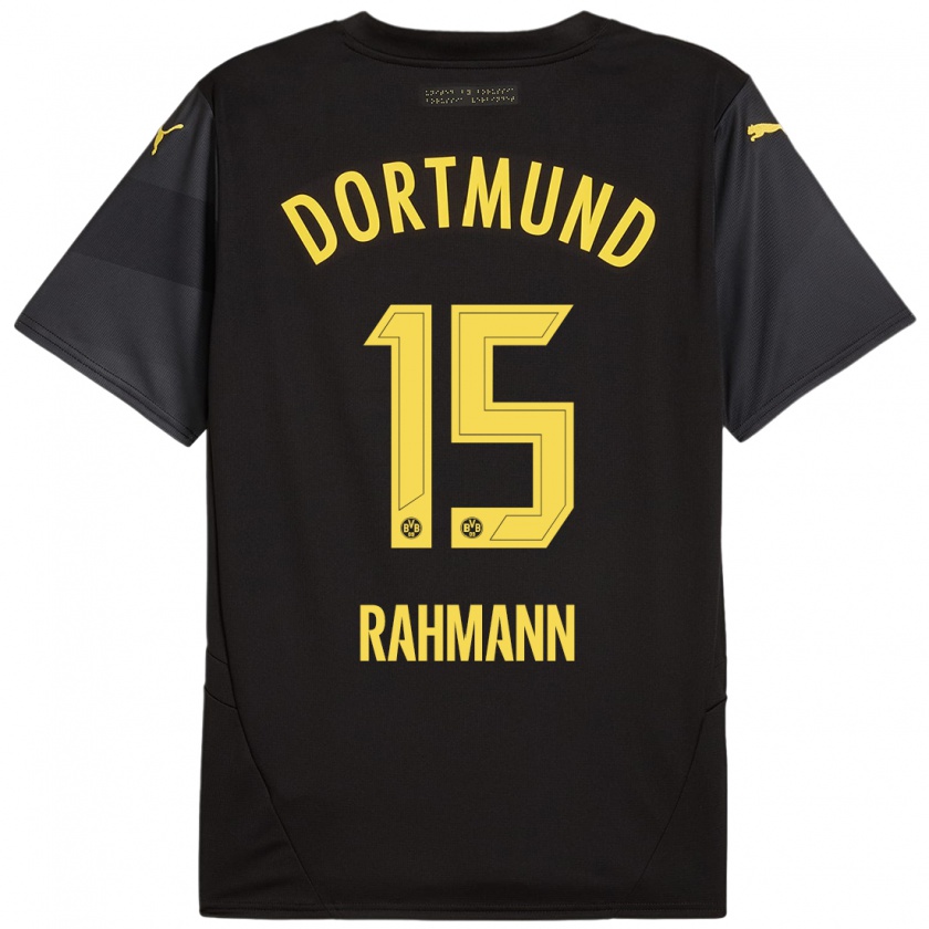 Kandiny Hombre Camiseta Luke Rahmann #15 Negro Amarillo 2ª Equipación 2024/25 La Camisa Chile