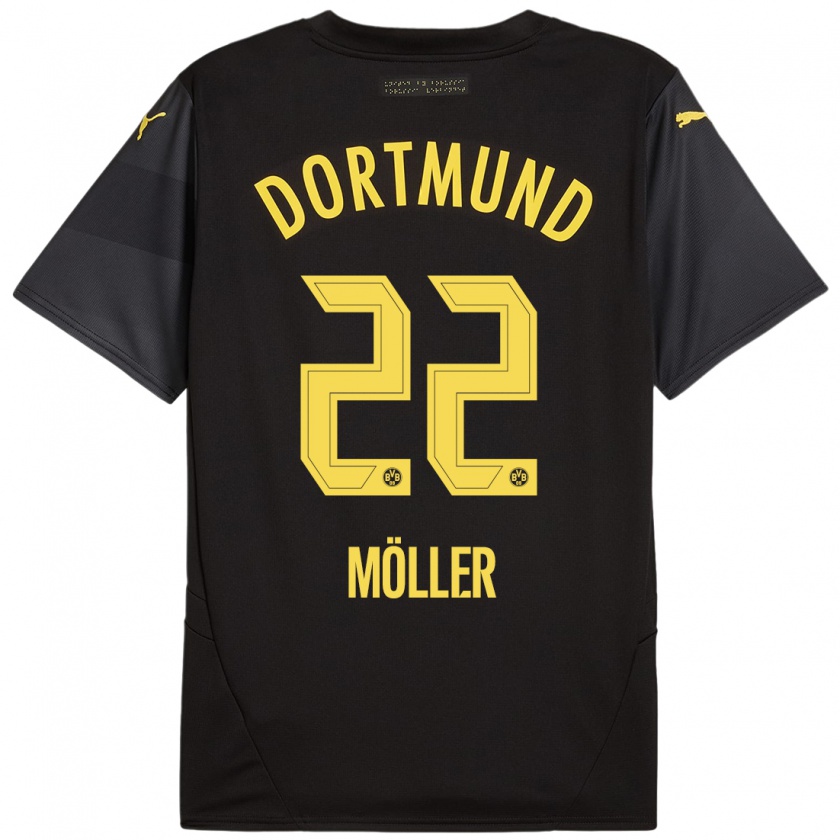 Kandiny Hombre Camiseta Paul Möller #22 Negro Amarillo 2ª Equipación 2024/25 La Camisa Chile