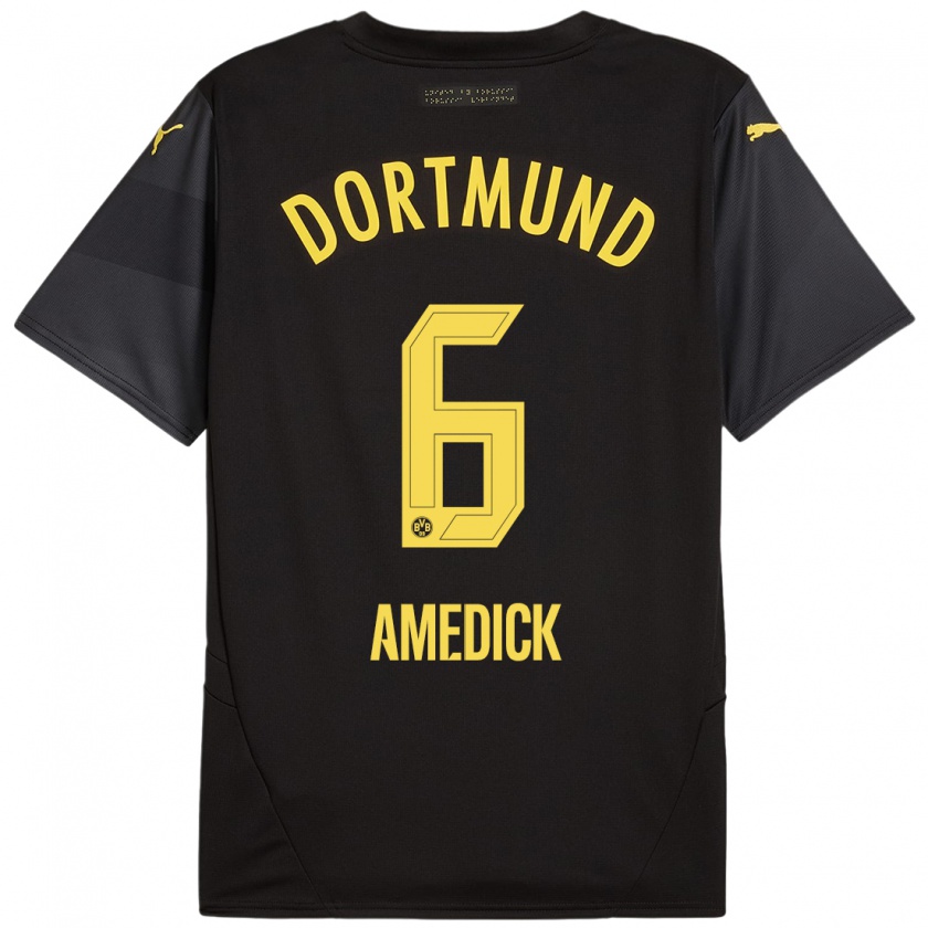 Kandiny Hombre Camiseta Maik Amedick #6 Negro Amarillo 2ª Equipación 2024/25 La Camisa Chile