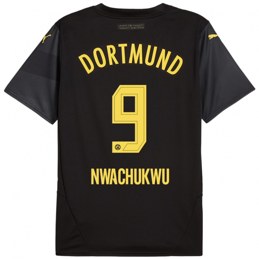 Kandiny Hombre Camiseta Isaak Nwachukwu #9 Negro Amarillo 2ª Equipación 2024/25 La Camisa Chile