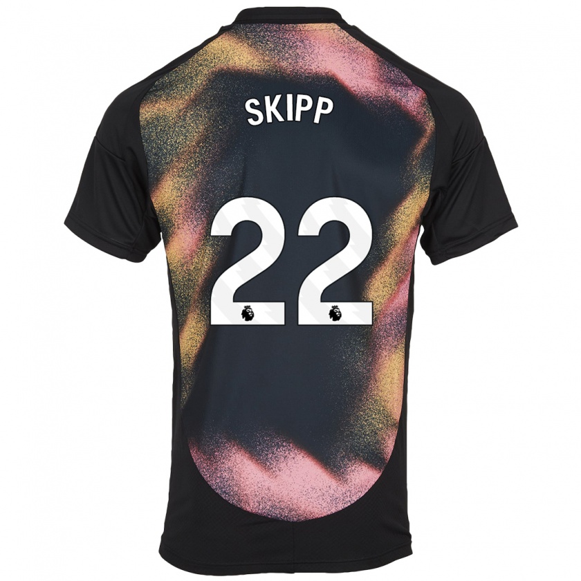 Kandiny Hombre Camiseta Oliver Skipp #22 Negro Blanco 2ª Equipación 2024/25 La Camisa Chile