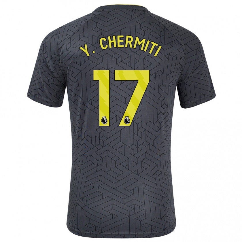 Kandiny Hombre Camiseta Chermiti #17 Negro Amarillo 2ª Equipación 2024/25 La Camisa Chile