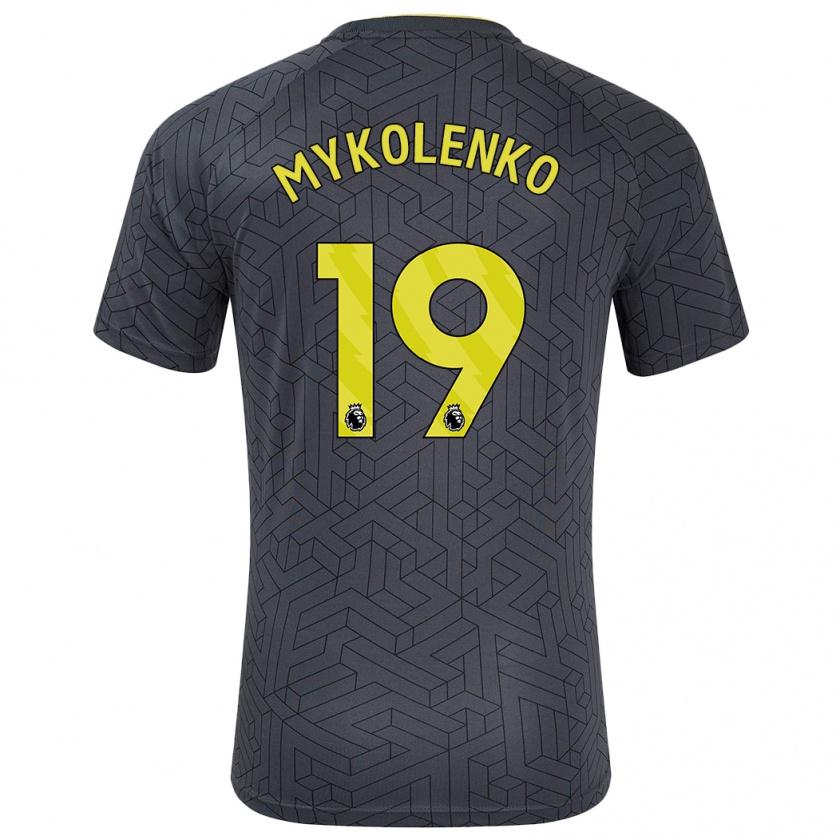 Kandiny Hombre Camiseta Vitaliy Mykolenko #19 Negro Amarillo 2ª Equipación 2024/25 La Camisa Chile