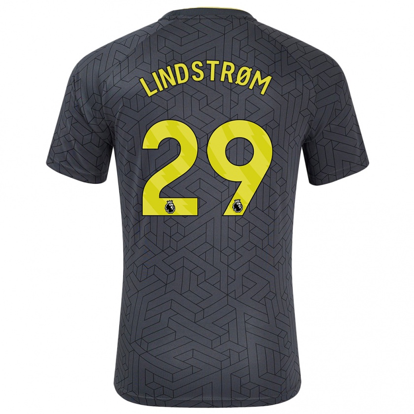 Kandiny Hombre Camiseta Jesper Lindstrøm #29 Negro Amarillo 2ª Equipación 2024/25 La Camisa Chile