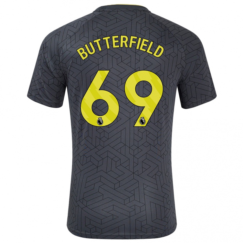 Kandiny Hombre Camiseta Luke Butterfield #69 Negro Amarillo 2ª Equipación 2024/25 La Camisa Chile