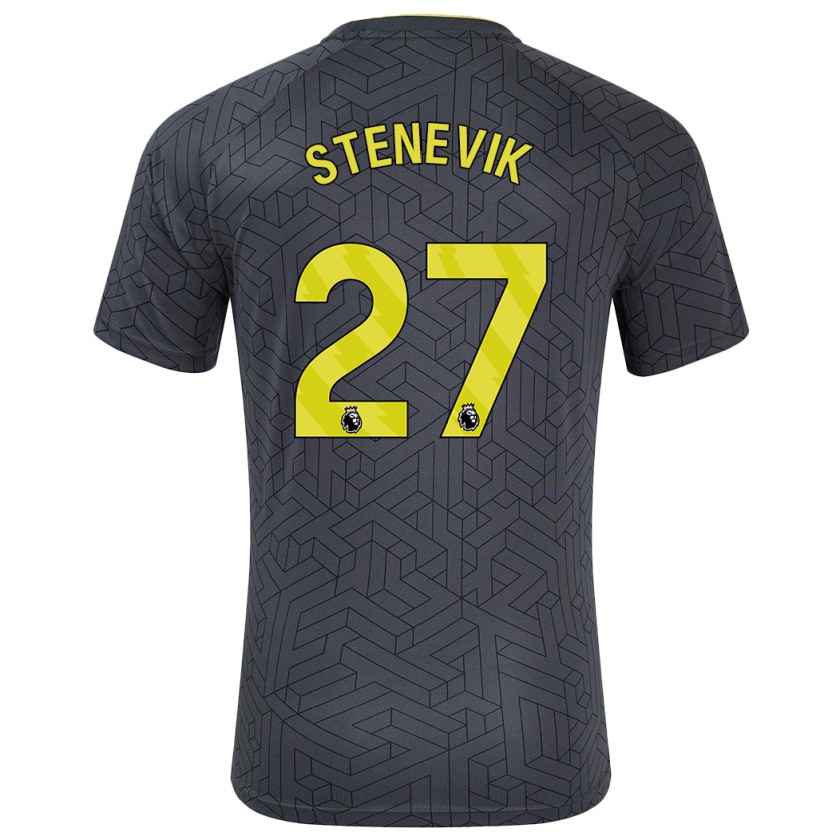 Kandiny Hombre Camiseta Elise Stenevik #27 Negro Amarillo 2ª Equipación 2024/25 La Camisa Chile