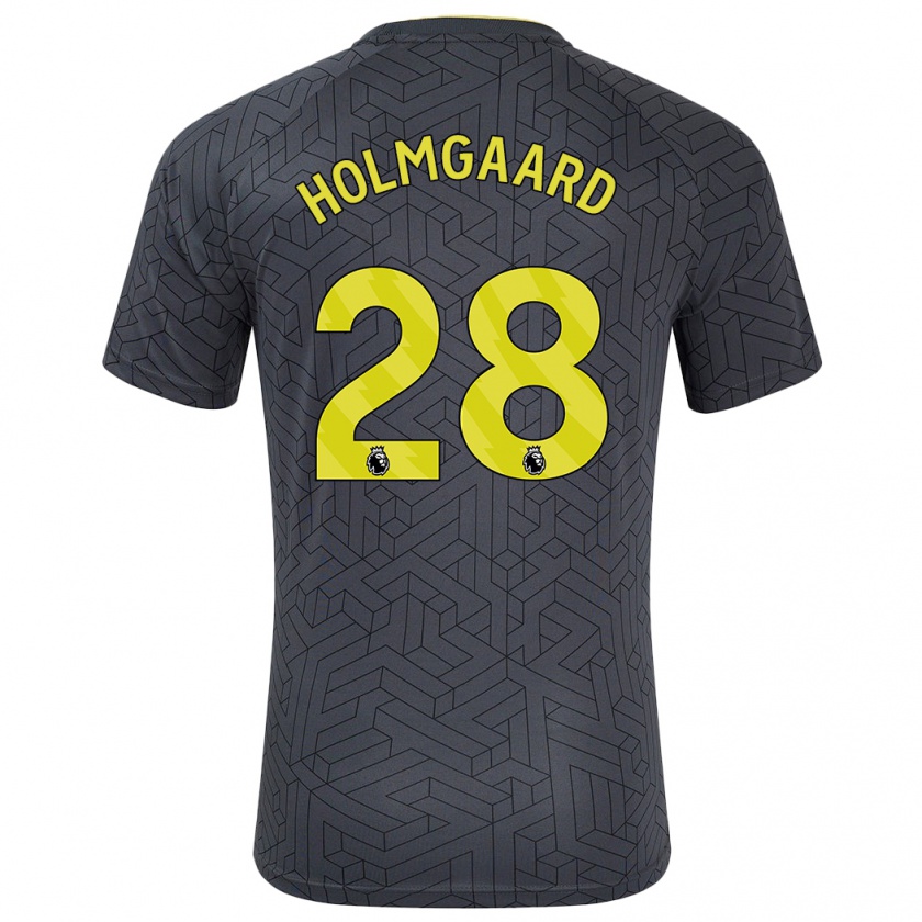 Kandiny Hombre Camiseta Karen Holmgaard #28 Negro Amarillo 2ª Equipación 2024/25 La Camisa Chile