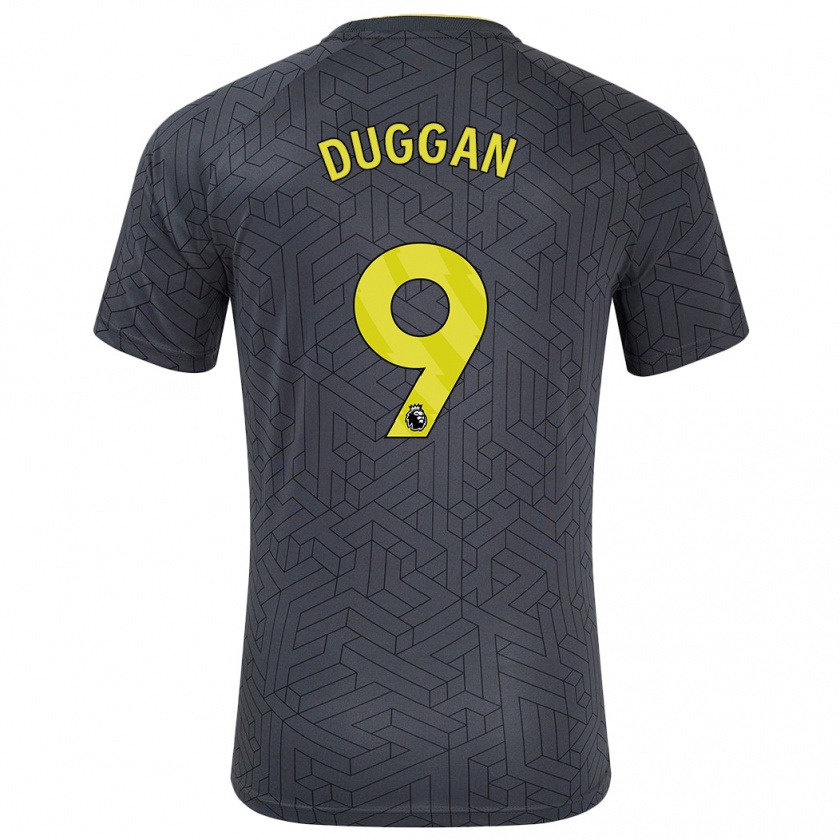 Kandiny Hombre Camiseta Toni Duggan #9 Negro Amarillo 2ª Equipación 2024/25 La Camisa Chile